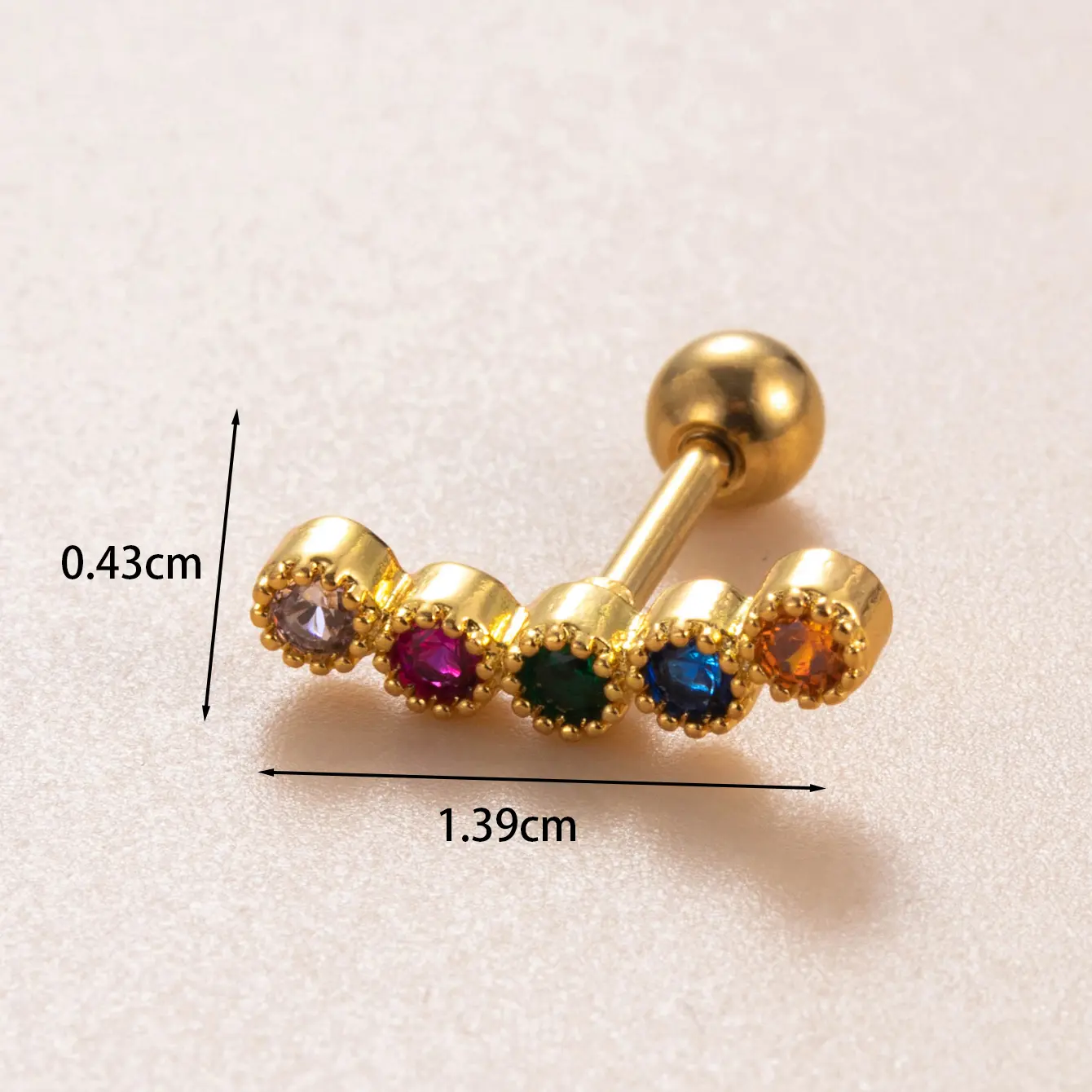 1 Piece Simple Series  Copper   Gold Color Zircon Women's Stud Earrings 